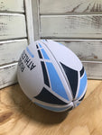 *White w/ Baby Blue + Navy Lines Rugby Ball - Size 5