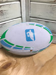 *White w/ Baby Blue + Lime Green Lines Rugby Ball - Size 5