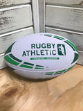 *White w/ Kelly Green + Forest Green Lines Rugby Ball - Size 5