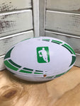 *White w/ Kelly Green + Forest Green Lines Rugby Ball - Size 5