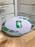 *White w/ Kelly Green + Forest Green Lines Rugby Ball - Size 5