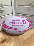 *White w/ Pink Lines Rugby Ball - Size 5