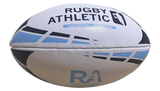 *White w/ Baby Blue + Navy Lines Rugby Ball - Size 5