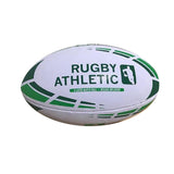 *White w/ Kelly Green + Forest Green Lines Rugby Ball - Size 5